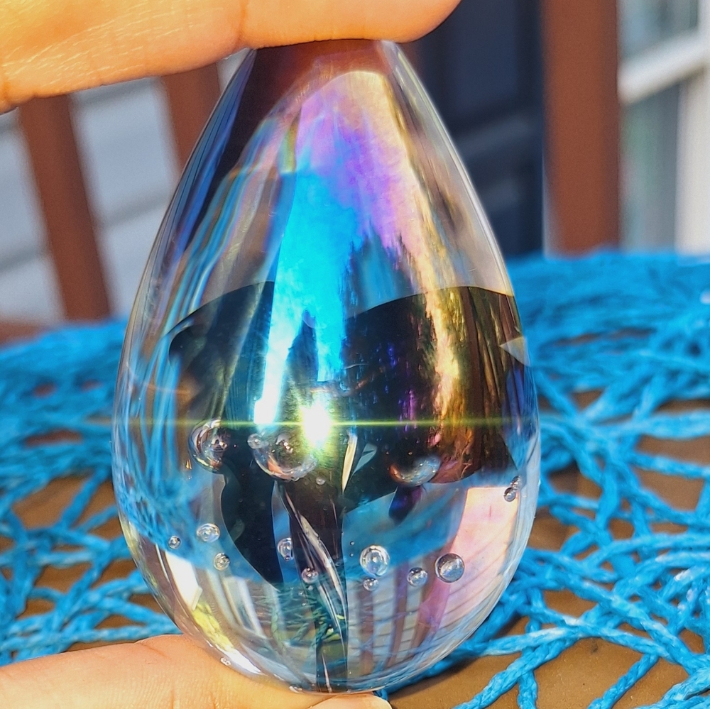 Iridescent Glass Teardrop Ornament
